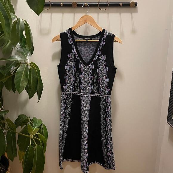 Nanette Lepore Sweater Knit Mystical Stitch Dress | Black Multi, M, $448 NWOT - Picture 3 of 12